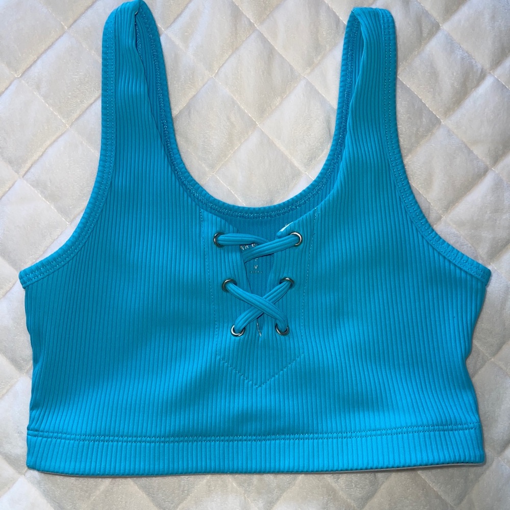 Year or Ours Blue Lace-Up Women's Top